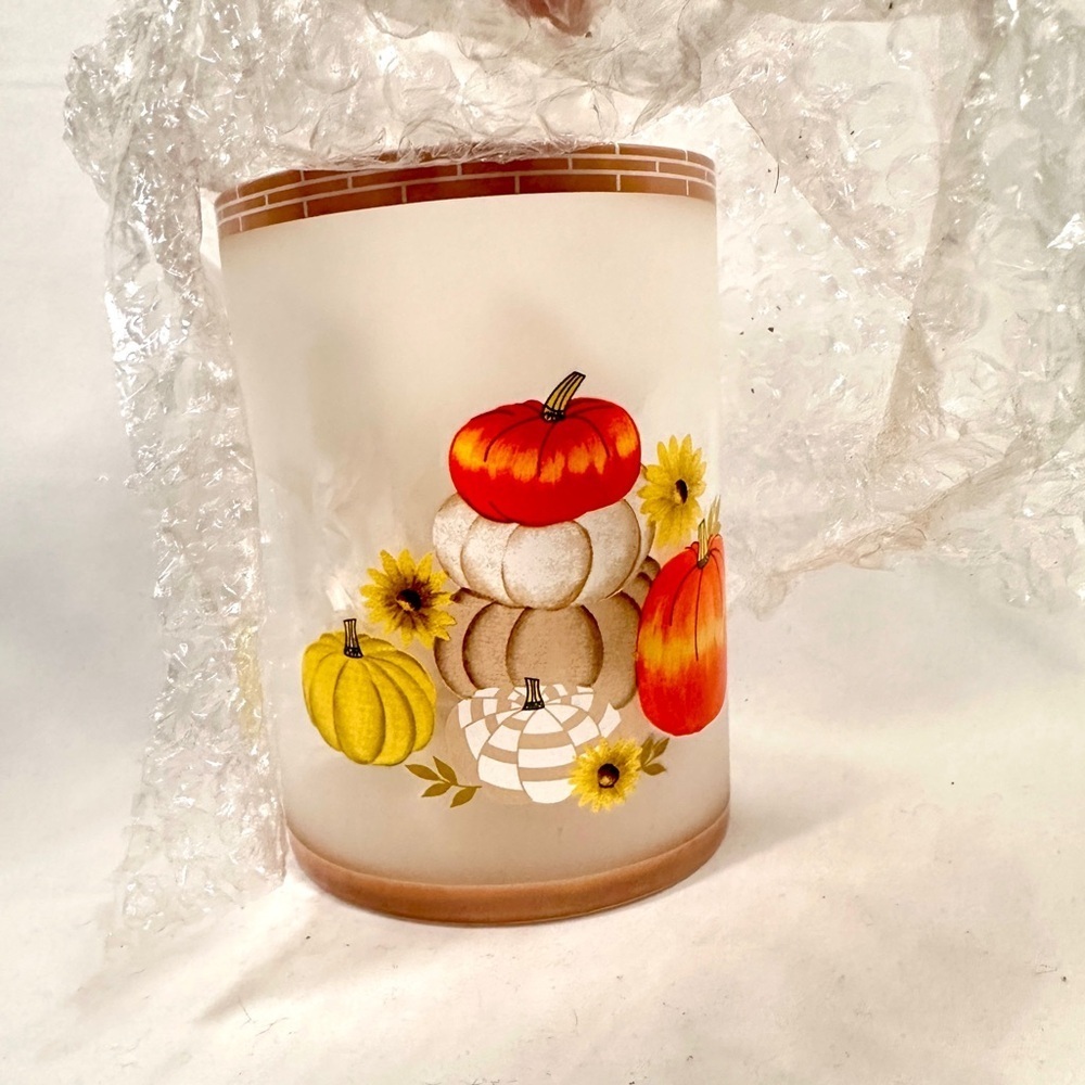 Yankee Candle Pumpkin Frosted Glass Tea-Light Wax Warmer Cottagecore Fall - Picture 5 of 8